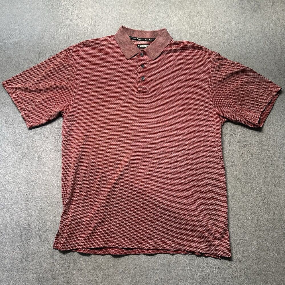 Gary Player Polo Shirt Mens Large Golf Red Pattern Moisture Wicking Active EUC